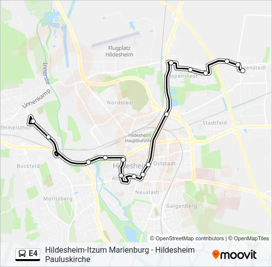 Автобус E4: карта маршрута