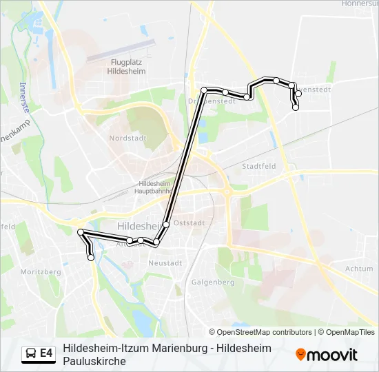 Автобус E4: карта маршрута