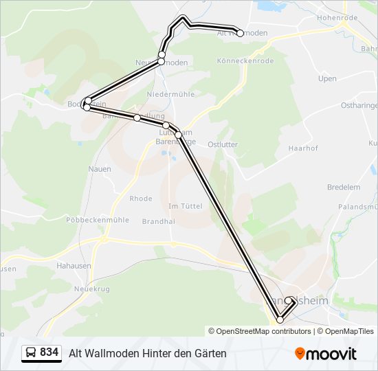 834 bus Line Map