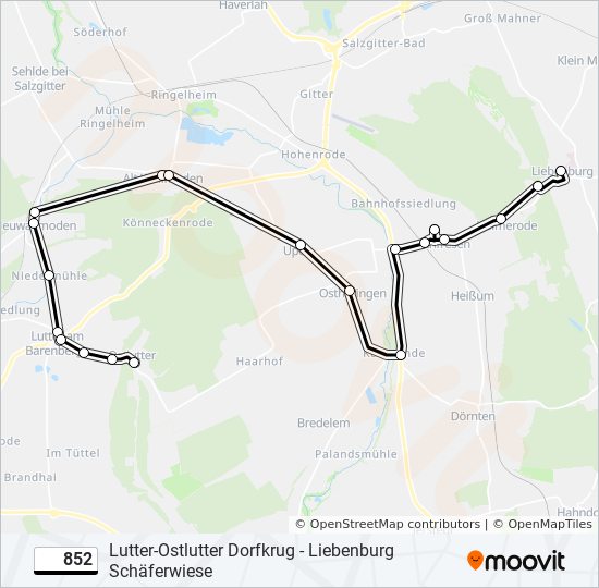 852 bus Line Map