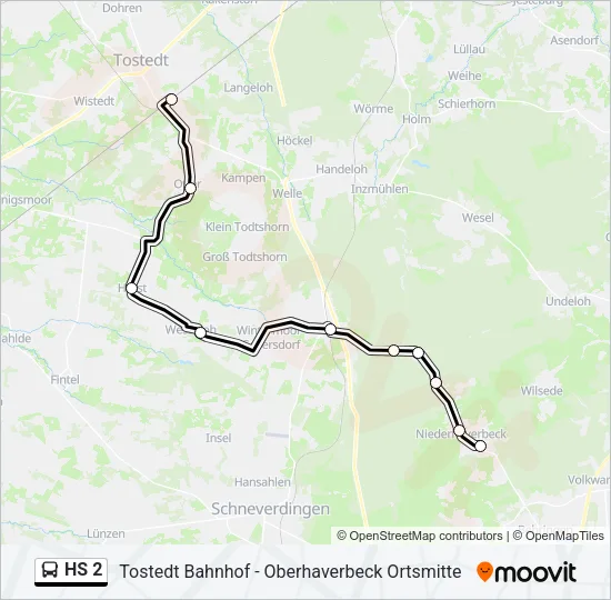 Автобус HS 2: карта маршрута