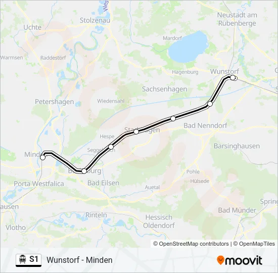 S-Bahn S1: карта маршрута