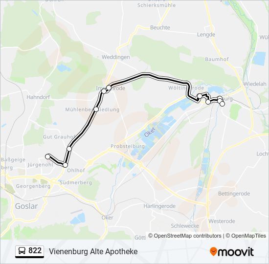 822 bus Line Map