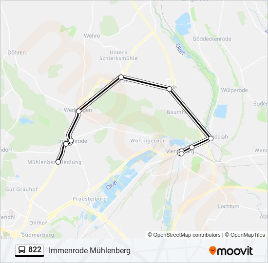 822 bus Line Map