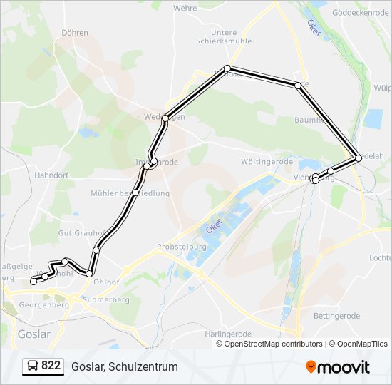 822 bus Line Map