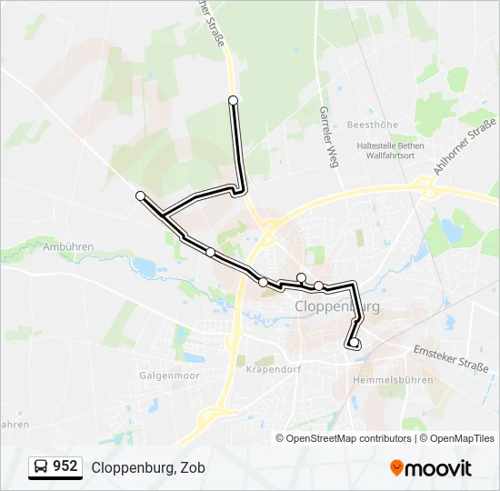 Автобус 952: карта маршрута