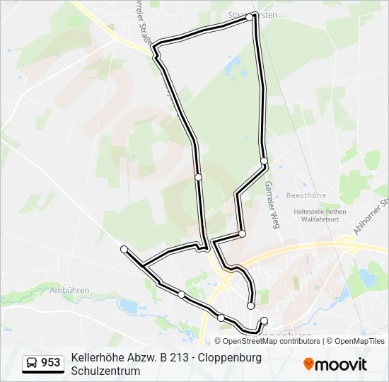 Автобус 953: карта маршрута