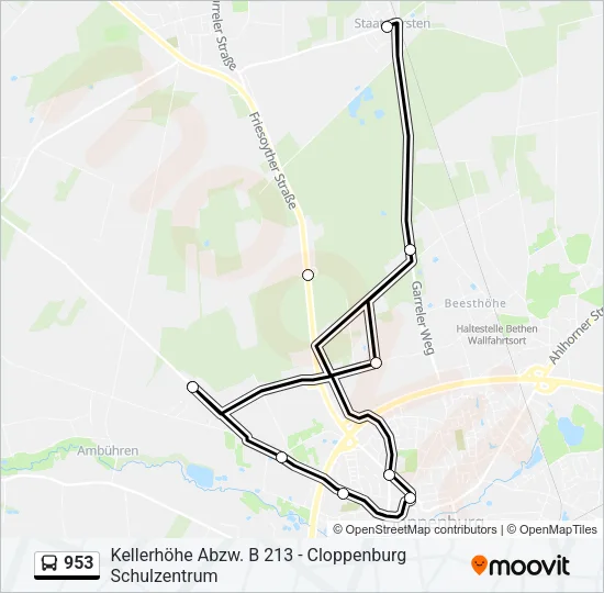 Автобус 953: карта маршрута