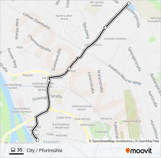 Buslinie 35 Karte