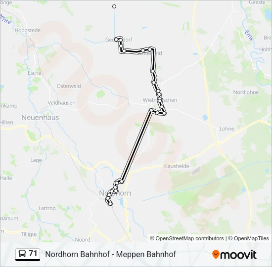 71 Bus Line Map