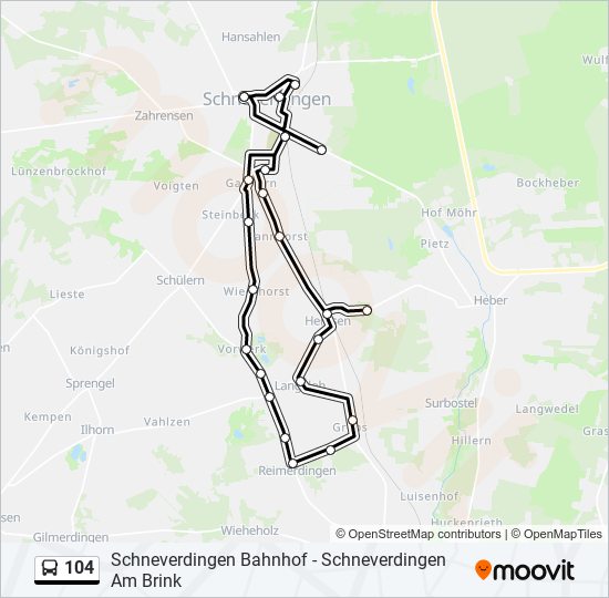 104 bus Line Map