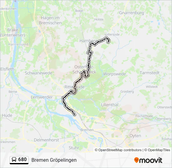 680 Route: Fahrpläne, Haltestellen & Karten - Bremen Gröpelingen ...