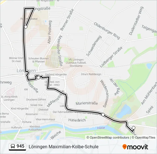 Автобус 945: карта маршрута