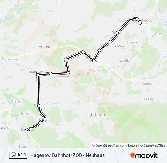 514 bus Line Map