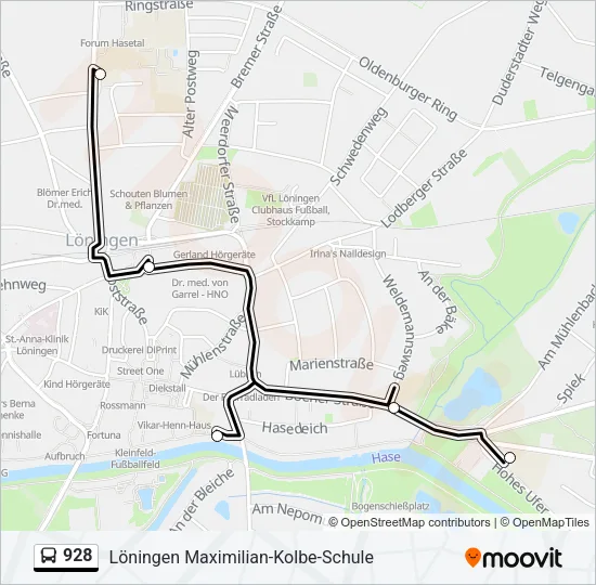 Автобус 928: карта маршрута