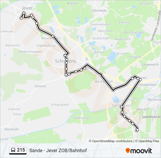 Buslinie 215 Karte