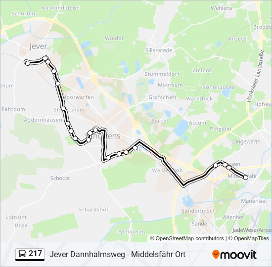 217 bus Line Map