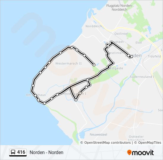 416 bus Line Map