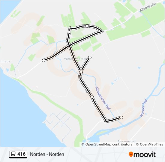 416 bus Line Map