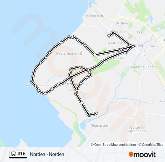 416 bus Line Map