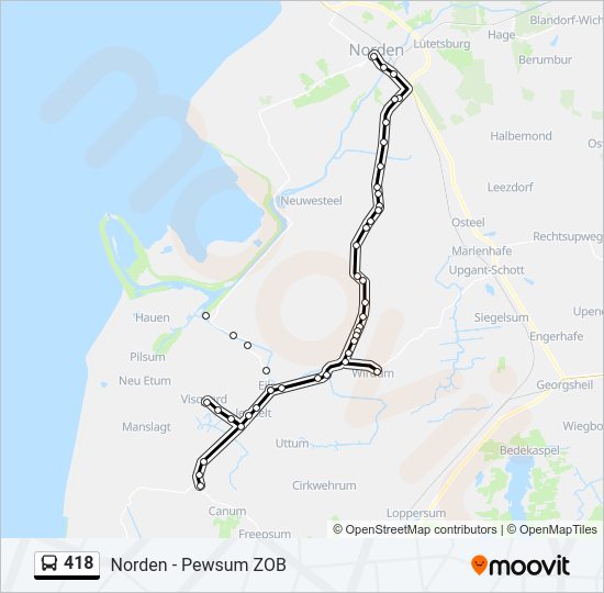 418 bus Line Map