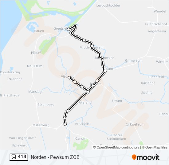 418 bus Line Map