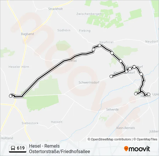 619 Bus Line Map