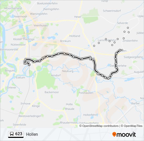 623 bus Line Map