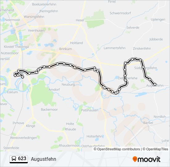 623 bus Line Map