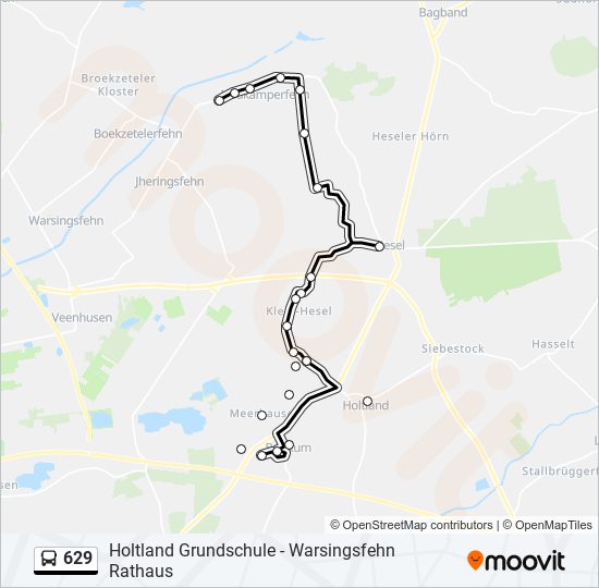 629 bus Line Map