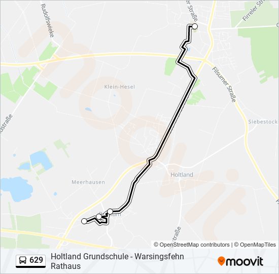 629 bus Line Map