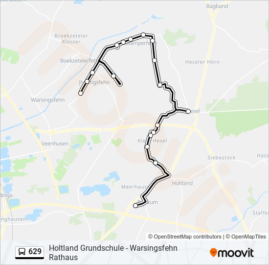 629 bus Line Map