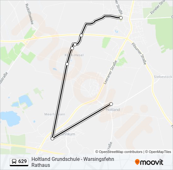 629 bus Line Map