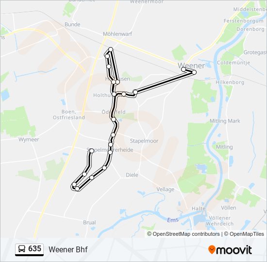 635 bus Line Map