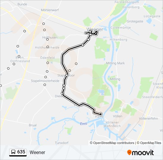 635 bus Line Map