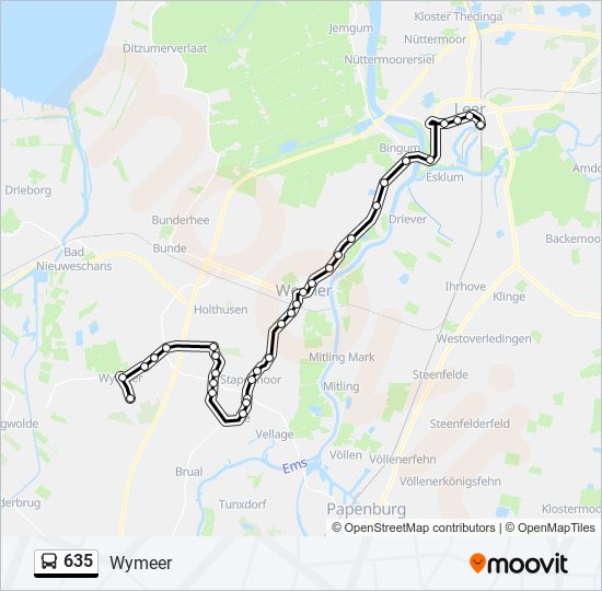 635 bus Line Map