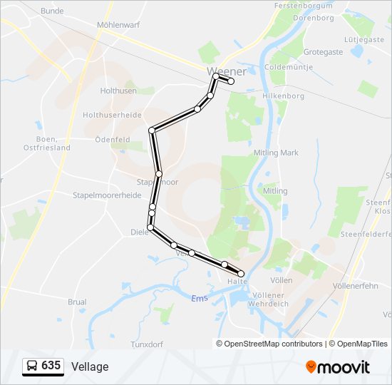 635 bus Line Map