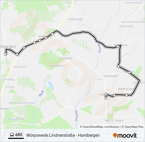 685 bus Line Map