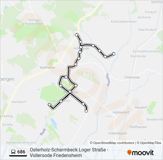 686 bus Line Map