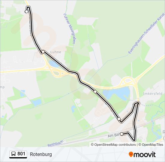 801 bus Line Map