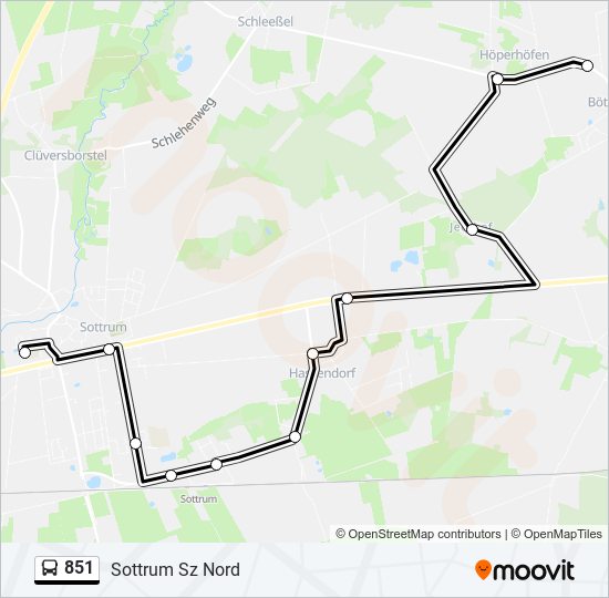 851 bus Line Map