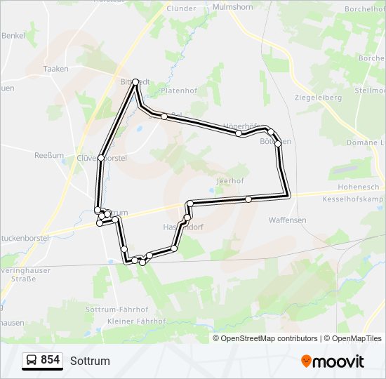 854 bus Line Map