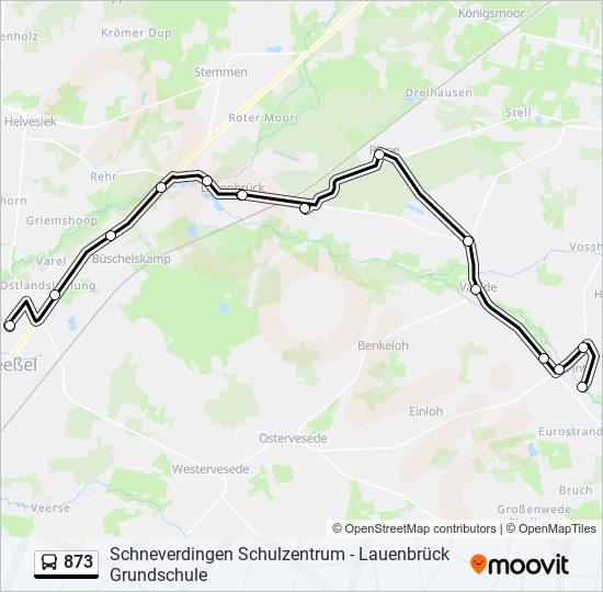 873 bus Line Map