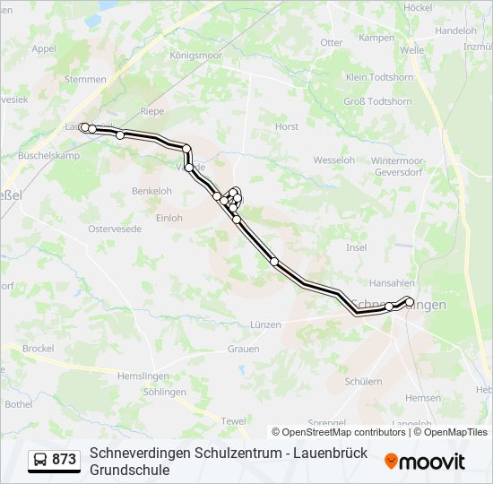 873 bus Line Map