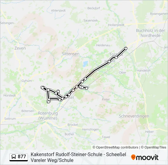 Автобус 877: карта маршрута