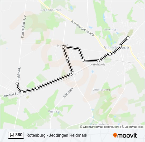 880 bus Line Map