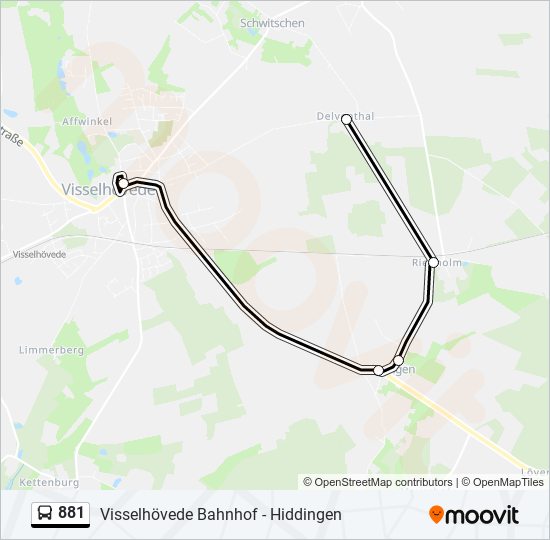 881 bus Line Map