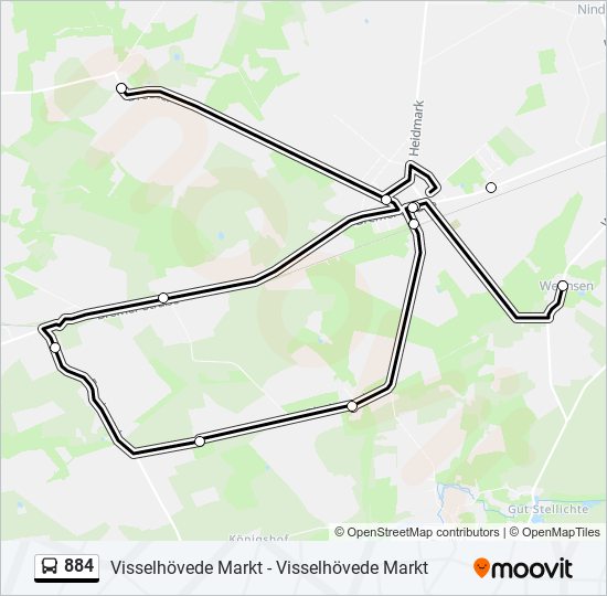 884 bus Line Map