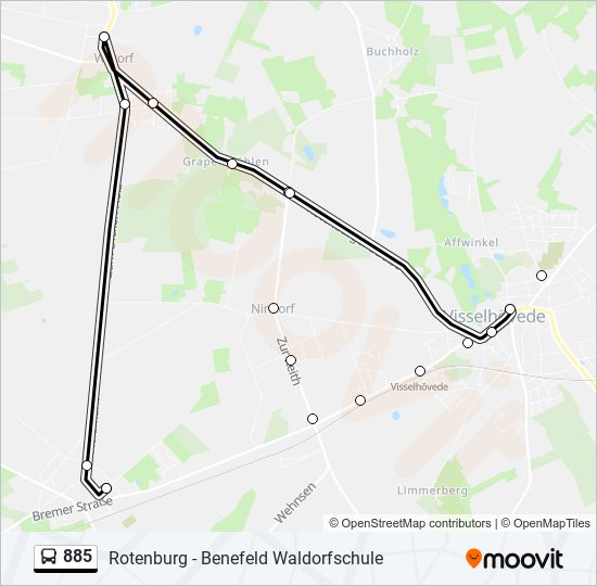 885 bus Line Map