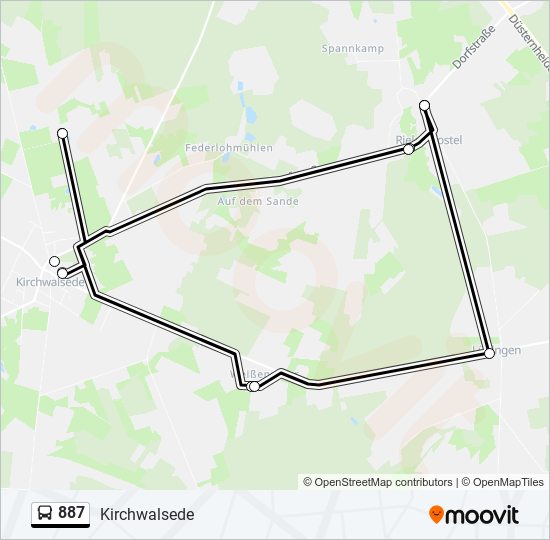 887 bus Line Map